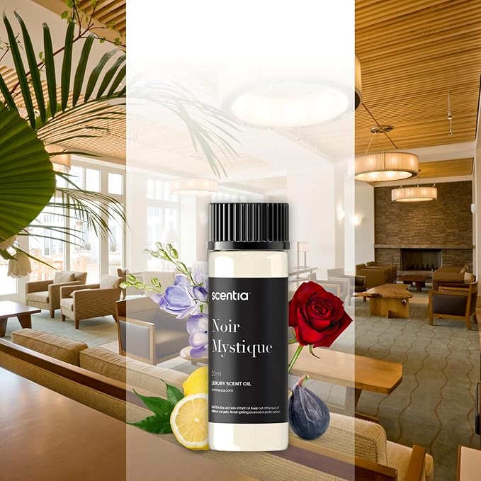 Noir Mystique – Hotel-Inspired Diffuser Oil, 20ml (0.67 fl oz) | Essential Oil Blend of Rose, Bergamot, Lemon & Musk | Luxury Aroma for Aromatherapy Diffusers & Humidifiers