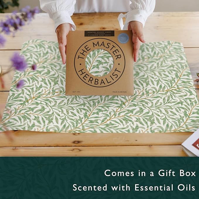 Fragrant Scented Drawer Liners in a William Morris Inspired Design | Pack of 5 Sheets | Contains Essential Oils | Made in The UK (Fresh Linen)