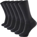 +MD Crew Socks for Men 6 Pairs, Viscose Bamboo Socks, Mens Dress Socks with Soft Cushioned, Smell Control, Black White