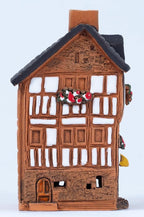 Ceramic Houses Collection - Collectible Handmade Miniature of Creperie in Mont St. Michel, France - Cone Incense Holder R325