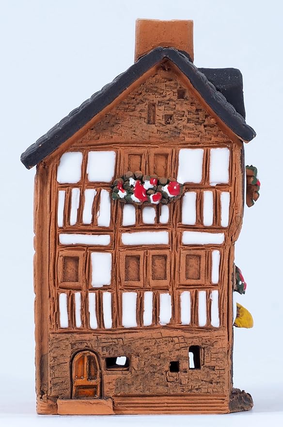 Ceramic Houses Collection - Collectible Handmade Miniature of Creperie in Mont St. Michel, France - Cone Incense Holder R325