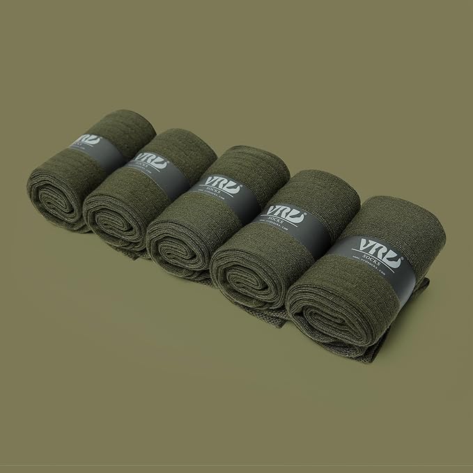 VRD Men’s Dress Socks, Bamboo 5-Pack Mens Socks, Mid Calf Length, Crew Socks Gift for Men Shoe Size 8-13
