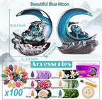 New Moon Backflow Incense Holder, Ceramic Hand-Made Incense Fountain Burner with 100 Backflow Incense Cones，Fragrance Incense Stick，Mat，Aromatherapy Home Decoration