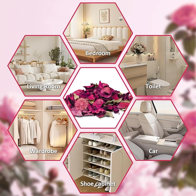 SCENTORINI Potpourri Bags, Potpourri Vase Filler, 10.44 oz Rose Scented Bowl Fillers for Home Decor, Dried Flower for Coastal Bathroom Beach Decor