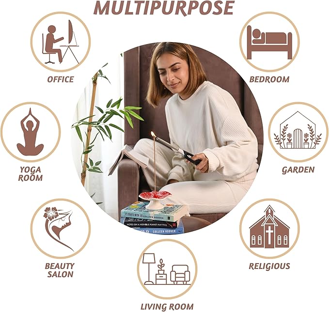 Folkulture Mushroom Incense Holder for Sticks and Table Decor, Aluminium Ash Catcher for Gifting