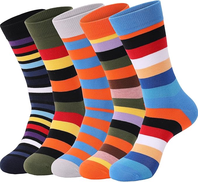 DRASEX Men's Dress Socks Funky Colorful Pattern Cotton Novelty Casual Crew Socks