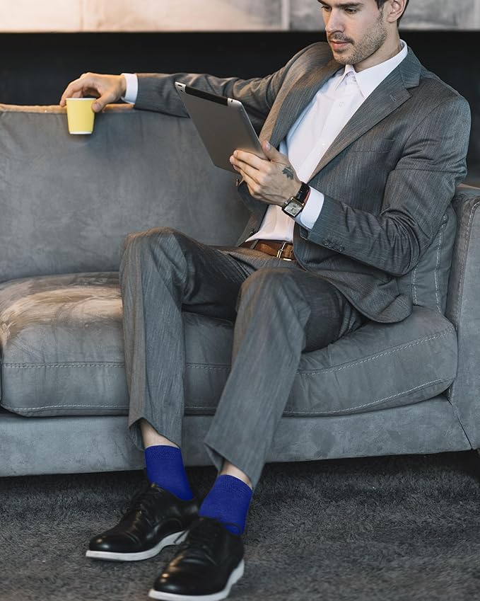Feraricci Solid Color Casual Dress Socks for Men - Colorful & Comfortable Crew Socks