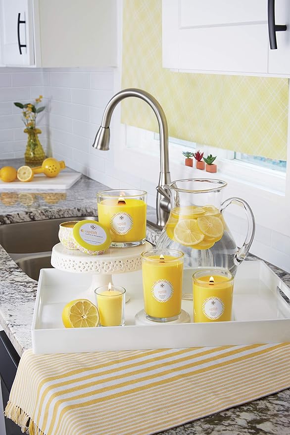 Root Candles Seeking Balance Wood Wick Spa Candle Aromatherapy Candles, 8-Ounce, Uplift: Lemon & Bergamot