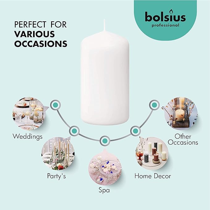 Bolsius White Pillar Candles – 2x3 Inches – 20 Pack Unscented – Premium European Quality – Dripless, Smokeless, and Clean Burning Household Candles – Perfect for Wedding, Party, Dinner, And Home Décor