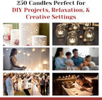 250 Pack Tealight Candles in Metal Cups - Clean, White Unscented Tealight with 3 Hour Long Burning Time - Votive Candles Bulk for Romantic Dinner, Weddings, Spa & Hotels