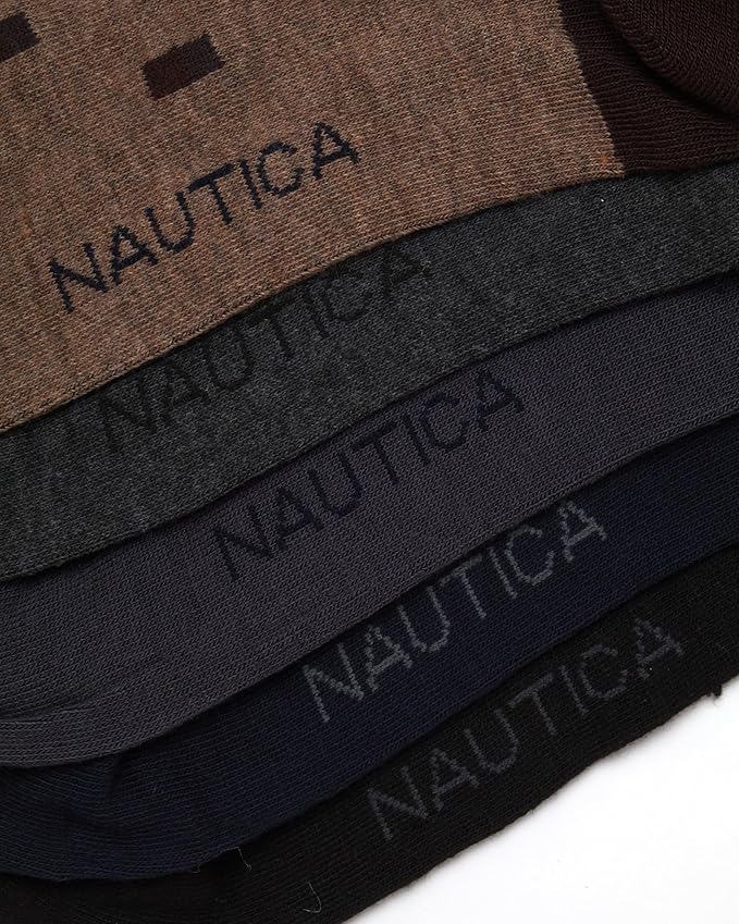 Nautica Mens Dress Socks - 10 Pack Breathable Stretch Crew-Length Work Socks for Men for Business Formal Wear (Sizes: 6-12.5)