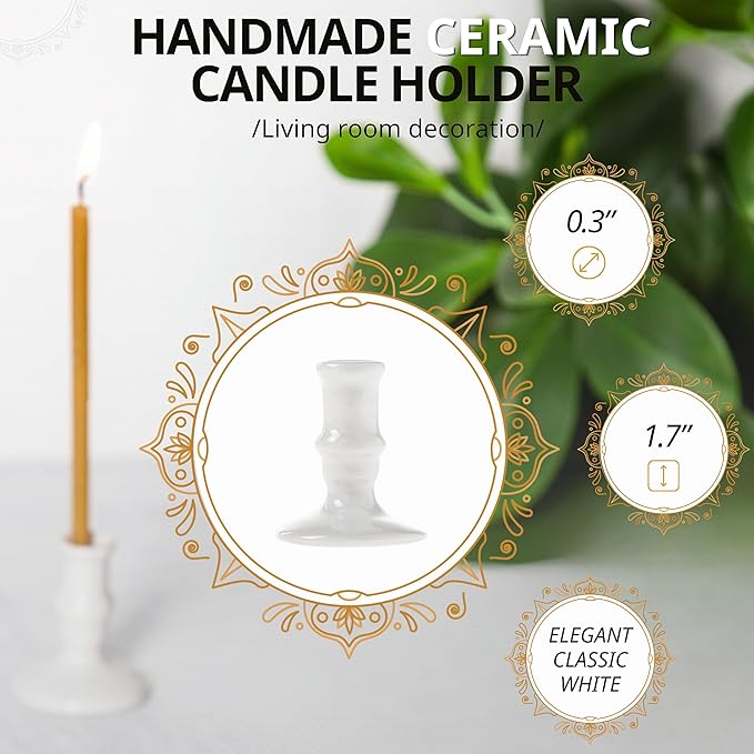 Danilovo Smudging Kit – 5 Palo Santo Sticks, 1 White Sage Smudge Stick, 50 Beeswax Taper Candles & Ceramic Candle Holder Set for Meditation, Cleansing, and Spiritual Practices