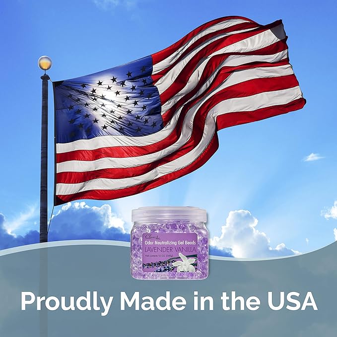 Clear Air Odor Eliminator Gel Beads - 12 oz, Pack of 2 - Air Freshener Made with Essential Oils - Eliminates Odors in Bathrooms, Cars, Boats, RVs & Pet Areas - Lavender Vanilla Scent