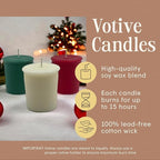 Mister Candle Handmade Scented Votive Candles, Holiday & Christmas Candle Collection with Essential Oils, 15 Hour Burn Time Each, Assorted 3 of Each Scent, (Mistletoe, Holly Berry & Bayberry)