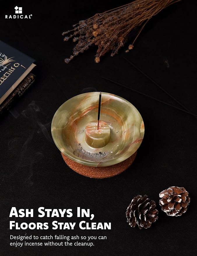 Radicaln Marble Incense Holder 5.5" Inches Green Handmade Palo Santo Stick for Home Décor, Modern Incense Holder for Sticks, Citronella incenses Stick for Room & Office Aromatherapy