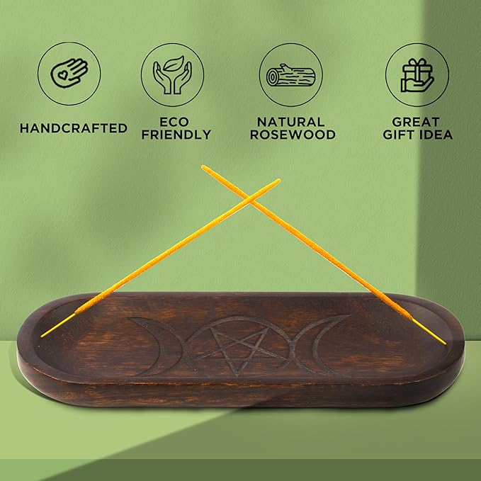 raajsee Incense Holder Hand Carved -Incense Burner Holder –Ash Catcher - Incense Stick Holder - Meditation & Yoga - Great Gift for Any Occasion Size 11x4 inch