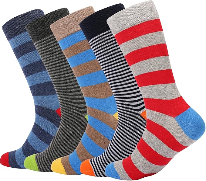 DRASEX Men's Dress Socks Funky Colorful Pattern Cotton Novelty Casual Crew Socks