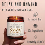 24th Birthday Gifts for Women - 'Limited Edition 2001' Soy Candle, w/Champagne on Ice I 24 Birthday Gifts for Women I 24th Gift for Her Ideas I 9oz Reusable Jar, 50Hr Burn, Made in USA