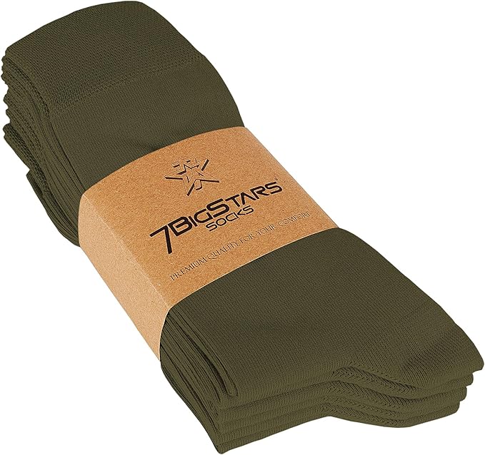 7BigStars Mens Dress Socks – 6 Pairs Crew, Soft Stay Up, Cotton Comfort for Business, Office, Big and Tall, Breathable