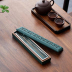 Incense Holder,Ceramic Incense Holder for Sticks with Ash Catcher,Coffin Style Incense Box,Incense Burner for Meditation Yoga Spa Room Decor(Green)