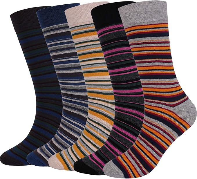DRASEX Men's Dress Socks Funky Colorful Pattern Cotton Novelty Casual Crew Socks