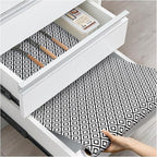 Drawer and Shelf Liner, Non-Slip Kitchen Cabinet Liners Non-Adhesive Thick Strong Grip Waterproof Washable Mats Protect Dresser Shelves Cupboard Bathroom Cabinets, Black & White, 24 in X 10 FT