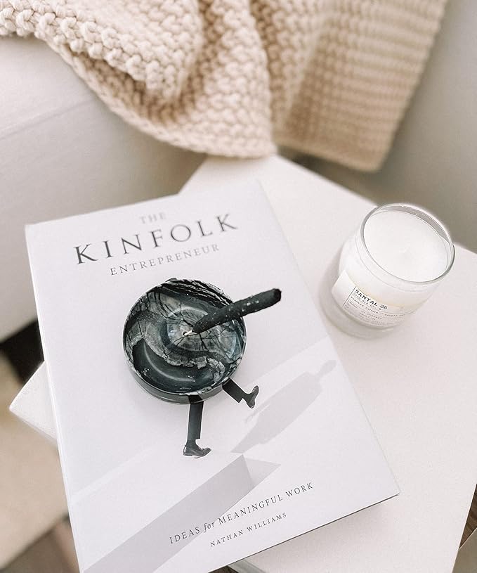 Bursera Black Marble Incense Holder, Tree Planted with Every Order, Italian Carrara Black Marble Tray Incense Burner, Home and Desk Incense Stick Holder and Modern Decor