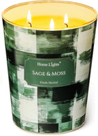 HomeLights 3-Wick Candles for Home Scented - 34oz Soy Wax Blend Candle Long-Lasting Fragrance, Scandinavian Minimalist Design Home Decor and Housewarming Gifts, Sage & Moss