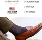 Merino Wool Mid-Calf Dress Socks for Men, Ribbed Dress Socks