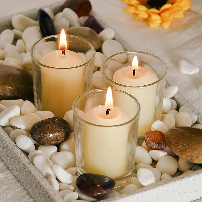 Beeswax Votive Candles, 16-Pack Natural Bees Wax Candles Bulk, 9 Hours Long Burning, Unscented & Smokeless Pure Beeswax Candle 1.37 x1.85 Inches for Wedding, Birthday, Prayers, Relax