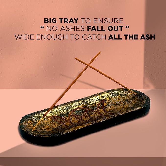 raajsee Carving Incense Holder -Incense Burner Holder –Ash Catcher - Incense Stick Holder - Meditation & Yoga - Great Gift for Any Occasion Size 11x4 inch