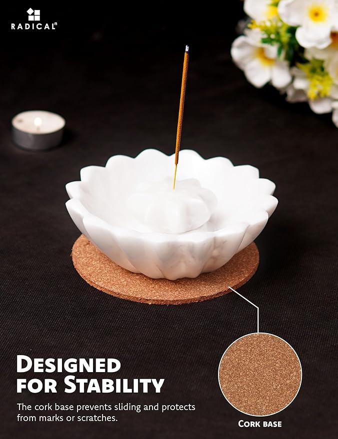 Radicaln Marble Incense Holder 5.5" Inches White Handmade Palo Santo Stick for Home Décor, Modern Incense Holder for Sticks, Citronella incenses Stick for Room & Office Aromatherapy