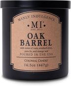 Manly Indulgence Oak Barrel Scented Candles for Men, 16.5 oz Single Wick, Premium Soy Blend Wax, 60H Burn, Candles for Home Scented – Made in The USA