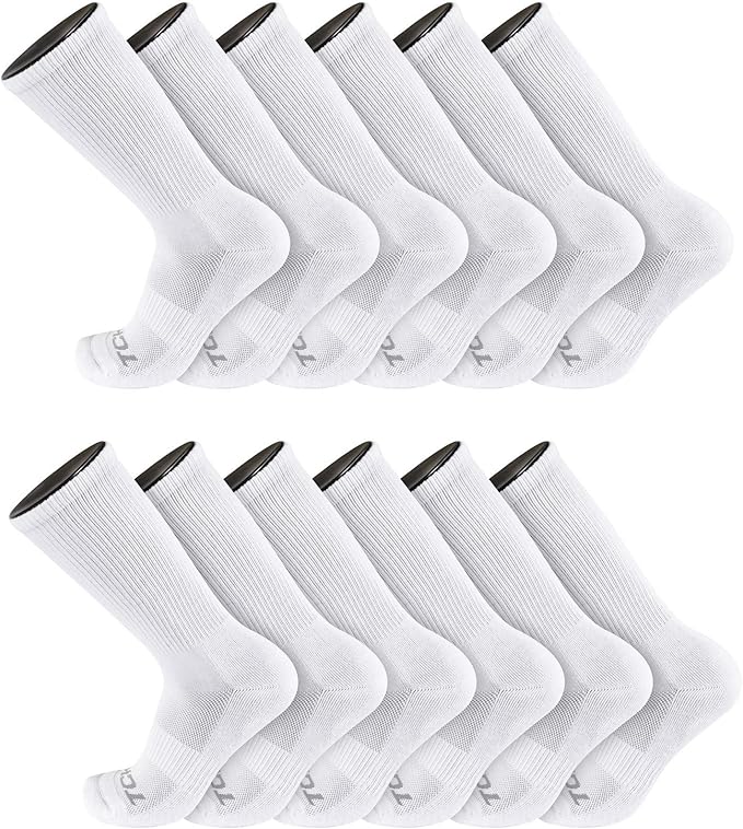 TCK Moisture Wicking Work Crew Socks for Men & Women- 9-11/10-13/13-15 Cushioned Boot Socks 6-pack 3-pack 12-pack