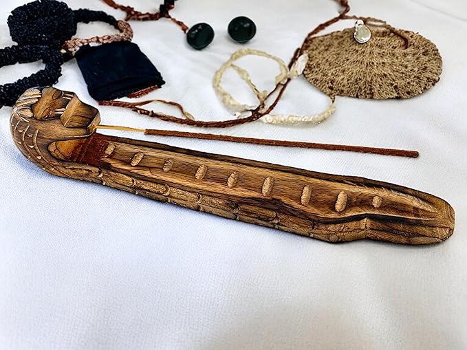 S.B Arts Dragon Incense Holder, Wooden Incense Ash Catcher, Incense Burner, Incense Stick Holder Backflow, Home Decor Accessories, Yoga Meditation Incense Stand - 12 X 2.0 X 2.5