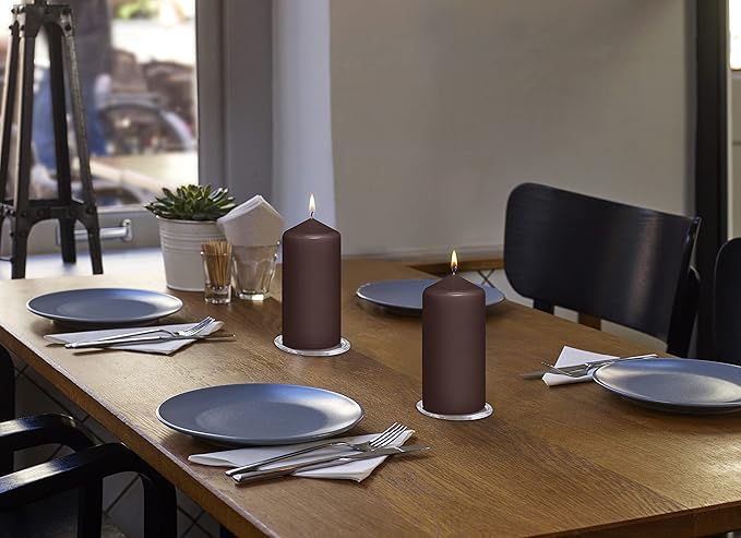 BOLSIUS 8 Maroon Pillar Candles - 2.75 x 5 Inches - Premium European Quality - Individually Wrapped - 43 Hours Burn Time - Dripless & Smokeless - Unscented Dinner, Wedding, Party, & Restaurant Candles