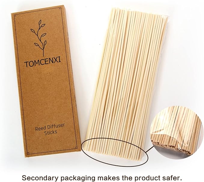 TOMCENXI 120PCS Reed Diffuser Sticks,7.5 Inch Natural Rattan Sticks,Essential Oil Aroma Diffuser Replacements Sticks