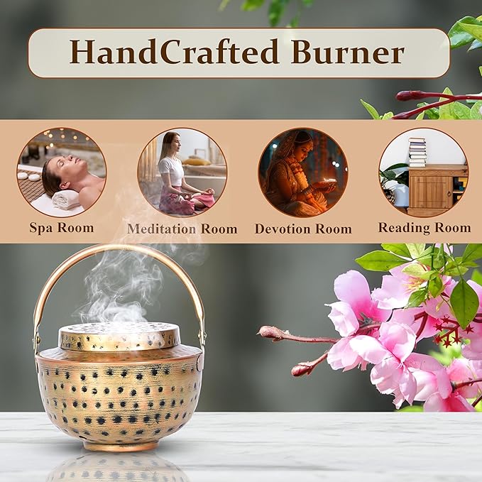 Hand Hammered Charcoal Resin Cone Incense Burner for Bohemian Boho Décor, Meditation Spiritual Yoga Décor, Vintage Antique Décor, New House Warming Gifts for Mom’s, Women, Men!