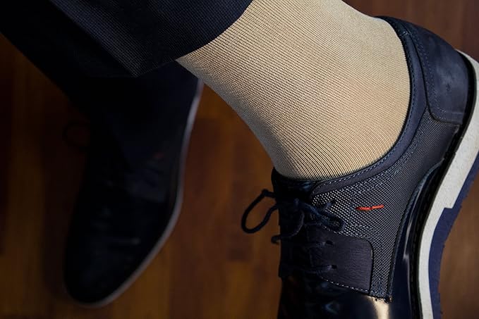 Hugh Ugoli Men's Bamboo Dress Socks for Business & Trouser, Thin & Seamless Crew Socks, 4 Pairs with Gift Box, Shoe Size 8-12