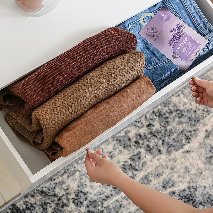 Scented Sachets for Drawer, Closet, Laundry Room, Bathroom - Premium 6 Packs - Air Freshener Odor Eliminator, Potpourri Bags Home Fragrance - (Lavender Rose Cotton Sandalwood Jasmine Ocean)