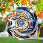 FONMY Mandala Wind Spinner w/Crystal Ball-Blue Plenet 3D Stainless Steel Hanging Spinners Worth Gift Christmas Decoration Indoor/Outdoor Garden Décor Kinetic Yard Art 12 Inches Wind Sculpture