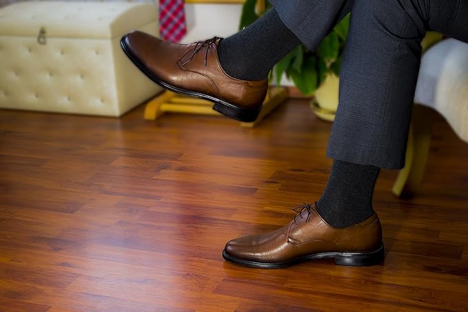 Hugh Ugoli Men's Bamboo Dress Socks for Business & Trouser, Thin & Seamless Crew Socks, 4 Pairs with Gift Box, Shoe Size 8-12