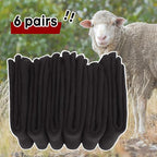 6 Pairs Merino Wool Socks for Men Thick Warm Thermal Winter Striped Dress Hiking Crew Men Socks Size 9-14