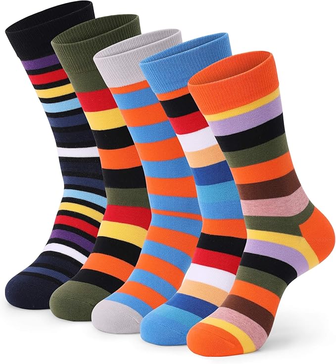 HHX YONLEE Dress Socks 5/6/10 Pairs Crew Argyle Colorful Cotton Novelty Casual Happy Fun