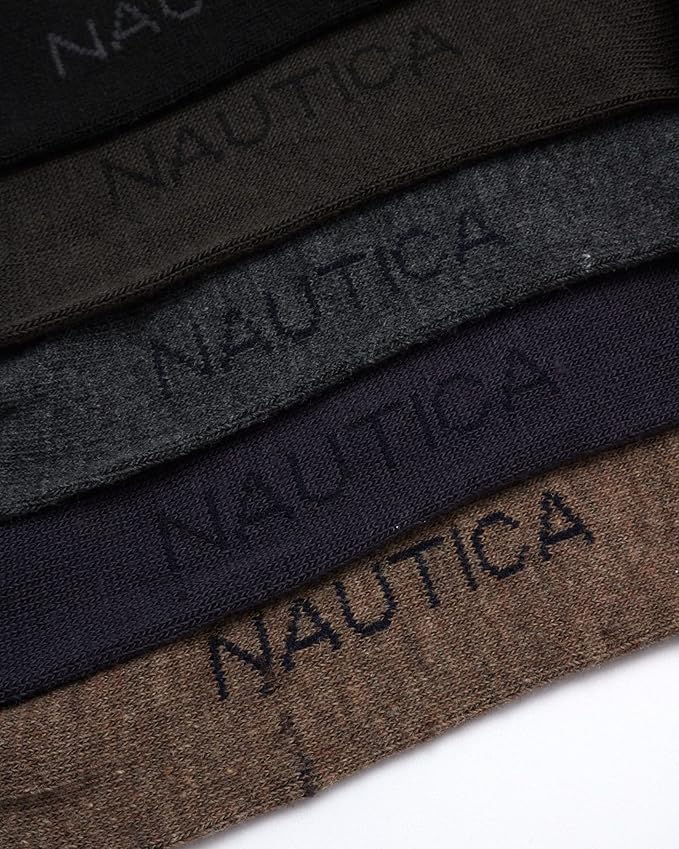 Nautica Mens Dress Socks - 10 Pack Breathable Stretch Crew-Length Work Socks for Men for Business Formal Wear (Sizes: 6-12.5)