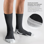 Men's Cotton Crew Work Socks, 3 Pairs Cushioned Moisture-Wicking Athletic Socks for Hiking Sports Running