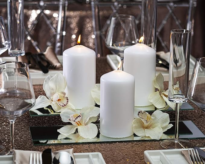 BOLSIUS 6 White Pillar Candles Bulk - 3x6 Inches Candle Set - 70+ Hours Clean Burning - No Palm Oil - 0% Animal Fat - Premium European Quality - Unscented Dripless Wedding Pillars