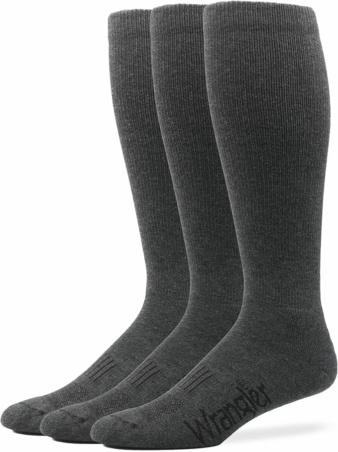 Wrangler Mens Ultra Dri Seamless Toe Western Boot Socks 3 Pair Pack