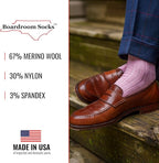 Merino Wool Mid-Calf Dress Socks for Men, Ribbed Dress Socks