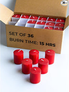 CANDWAX 15 Hour Votive Candles Set of 36 - Red Unscented Christmas or Luminaries - 1.5x1.7 inch